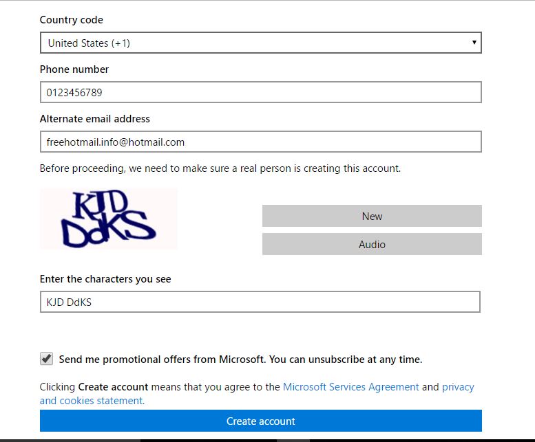 Hotmail sign up
